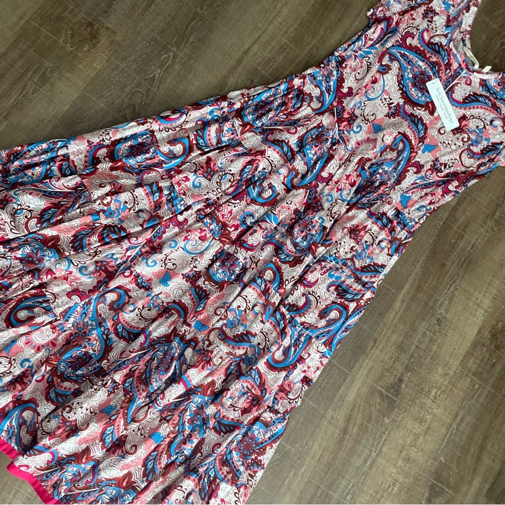 NWT Soft surroundings Kara Paisley Print Pink and Blue Dress - Picture 2 of 9